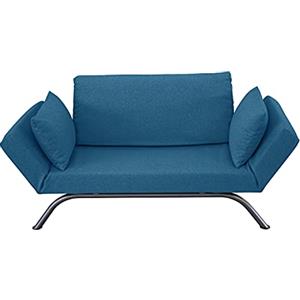EVERGREENWEB MATERASSI & BEDS EVERGREENWEB - Divano Letto 2 Posti moderno di Design Scandinavo colore Blu Braccioli regolabili con Cuscini, Materasso Waterfoam 80x200 ideale per Casa Hotel Albergo, struttura in metallo - LIV