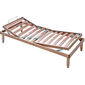 EVERGREENWEB MATERASSI & BEDS Evergreenweb - Rete Singola 80x190 a Doghe in Legno Naturale Faggio Alzata Manuale ALZA Testa e Piedi Pieghevole Ortopedica Base Letto o Materasso con Regolatori Rigidità 4 Gambe Smontabili, Offerta