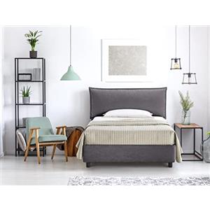 EVERGREENWEB MATERASSI & BEDS EVERGREENWEB Letto una Piazza e Mezza con Contenitore 120x195cm Elegante Struttura Imbottita per Adulti e Ragazzi, Rete a doghe in Legno Inclusa, Moderna Testiera Rivestimento SFODERABILE Grigio Scuro