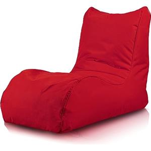 Bepouf - Poltrona Chaise Longue in Poliestere con Imbottitura in Palline di Polistirolo, Poltrona Adatta per Camera, Salotto e Esterni - Dimensione 110x80, Colore Rosso