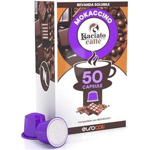 Eurocali 50 Capsule Caffè Compatibile con Nespresso Gusto Mokaccino per Baciato Caffè Linea Passione