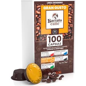 Baciato Caffè Cialde Compatibili con Lavazza A Modo Mio Linea Desiderio Gran Gusto Miscela Arabica Intensità 2 - Confezione da 100 Capsule