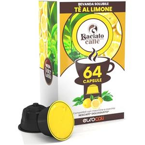 Eurocali 64 Capsule Gusto Tè al Limone Compatibile con Nescafé Dolcegusto per Baciato Caffè Bevanda Solubile adatto a Dolce Gusto