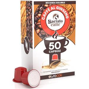 Baciato Caffè Cialde Compatibili con Nespresso Linea Passione Caffè al Ginseng Bevanda Solubile - Confezione da 50 Capsule