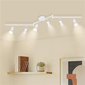 Ketom Binario Faretti Soffitto Orientabile 6 Luci, GU10 Faretto da Soffitto LED Industriale Bianco, Faretti da Parete Interno Moderno per Camera da Letto, Cucina, Soggiorno, Senza Lampadina
