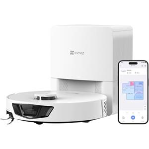 EZVIZ RE7 Edge Robot Aspirapolvere Lavapavimenti, Aspirazione da 13.000 Pa, Sollevamento Automatico, Navigazione LDS LIDAR & Laser, Spazzola 3-in-1 CutFree 3.0, Wi-Fi/Alexa