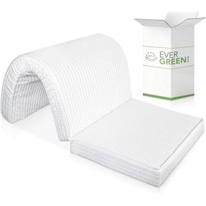 EVERGREENWEB MATERASSI & BEDS EVERGREENWEB - Materasso Singolo 80x190 H 10 cm per Divano Letto, Pronto letto con Piega su Seduta, PIEGHEVOLE in Poliuretano Ortopedico Rivestimento Bianco ANALLERGICO, Laccetti di Fissaggio BED SOFA