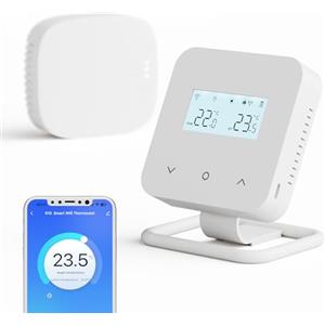 BEOK CONTROLS Termostato WiFi intelligente, adatto per caldaie a gas, Cronotermostato Programmabile giornaliera,a batteria digitale intelligente, compatibile con Alexa e Google Assistant - controllo Tuya