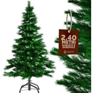 CASARIA® Albero di Natale Finto Verde 240 cm 1215 Punte Incl. Base in Metallo Abete Artificiale PVC Montaggio Rapido