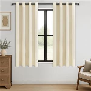 MRTREES Tende Oscuranti per Interni Corte Tende Termiche Isolanti per Camera da Letto, Tenda Coprente Beige con Anelli Tende Fonoassorbenti per Salotto Moderne, 2 Pezzi 140x185 CM