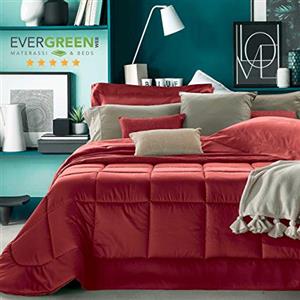 EVERGREENWEB MATERASSI & BEDS EVERGREENWEB - Trapunta 1 Piazza e Mezza 220x270 cm Moderno Copriletto Invernale Rivestimento Amarena 100% RASO PURO COTONE Imbottito in Morbida Microfibra di Poliestere IPOALLERGENICO Lavabile ASSISI