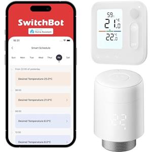 SwitchBot Termostato smart per termosifone con pannello Combo: controllo da app e timer, risparmio energetico, installazione facile, compatibile con Alexa, Apple Home e Home Assistant (richiede Hub)