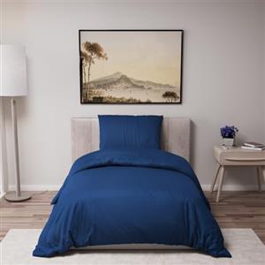 Dreamzie Copripiumino Singolo 135x200 cm con 1 Federe 50x70 cm - Blu Scuro - Set Copripiumino Singolo 135x200