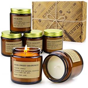 YMing Candele Profumate Regalo da 6, Set Candele Profumate per Donne,Cera di Soia Naturale,per Anniversario Natale San Valentino Festa della Mamma Yoga, Decorazione,Durata Fino a 120 Ore(4OZ)