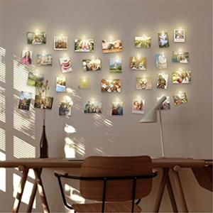 LAC FUTURE LAC Luci per Foto 5M 50 Lucine Led Decorative a Batteria - Filo Appendi Foto con Mollette 30Pz - Decorazioni Camera da Letto