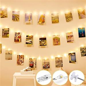 Liyade Luci LED Camera da Letto Per Foto, 3M 30LED Catena Luminosa a LED con 15 Clips Lampada da Fata Impermeabile Appesa in Camera, Applica a Regalo Ragazza, Decorazioni Festa, Matrimonio(bianco caldo)