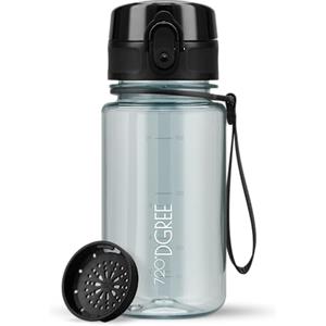 720°DGREE Borraccia Bambini 350ml "uberBottle" +Setaccio, crystalClear - Senza-BPA, Prova Perdite - Bottiglia piccola e leggera, Borracce da 3 anni per Ragazza, Ragazzi, Scuola Materna, dell'Infanzia