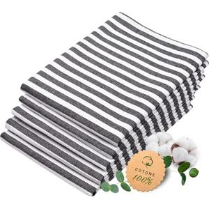 ZOLLNER 5 strofinacci in cotone 50x70 cm - canovacci assorbenti e lunga durata - lavabili a 60°C - a righe nere e bianche - Qualità gastronomica - certificato OEKO TEX (R)