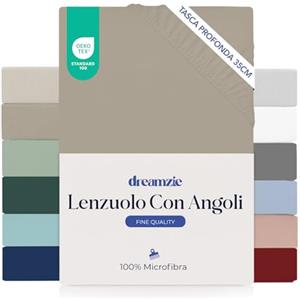 Dreamzie lenzuola con angoli Matrimoniale 160 x 200 cm - Angoli da 35 cm per Materassi Spessi - 100% Microfibra - Biancheria, Certificato senza Prodotti Chimici (Oeko-TEX)