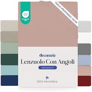 Dreamzie lenzuola con angoli Matrimoniale 160 x 200 cm - Angoli da 35 cm per Materassi Spessi - 100% Microfibra - Rosa Chiaro, Certificato senza Prodotti Chimici (Oeko-TEX)