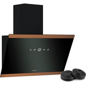 Klarstein FlashLine 60 - Cappa da Cucina, Touchscreen, 524 m³/ora, Efficienza Energetica A++, LED, Silenziosa: 34,5 dB, Nero & Rame, Scarico & Ricircolo