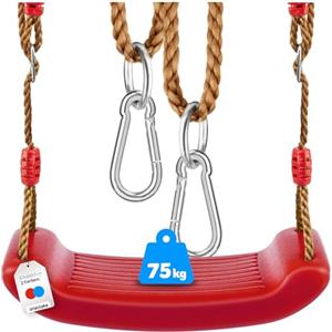 tectake® Altalena da Giardino per Bambini, Altalena da Giardino per Adulti, Ergonomica, Antiscivolo, Altalena a Dondolo da Esterno Regolabile in Altezza, Resistente alle Intemperie - Rosso