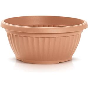IMJ-Global Vaso per Fiori piante Tondo Terra Decorativo in Plastica Alto 9,5 cm da interno esterno Ø20 cm Colore Terracotta Design Classico 2 Litri