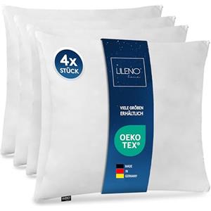 LILENO HOME Cuscino in microfibra 80 x 80 cm Premium (riempimento da 850 g) [Set di 4] Lavabile fino a 95 gradi con cerniera - Cuscino 80 x 80 cm come riempimento per letto - Cuscino decorativo per