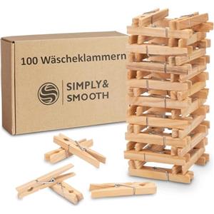 SimplySmooth 100 Mollette in Bambù - Perfette per stendibiancheria, ideali per la biancheria e come ricambio. Robuste, ecologiche e resistenti, garantiscono una presa salda e duratura.