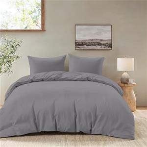 Dreamzie Copripiumino Matrimoniale 240x260 cm con 2 Federe 65x65 cm - Antracite - Set Copripiumino Matrimoniale 240x260