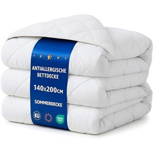 Amazinggirl Piumino letto matrimoniale o singolo 140x200 cm - trapunta estivo et piumone leggera bianco caldo Plumino 140 x 200 cm Oeko-Tex