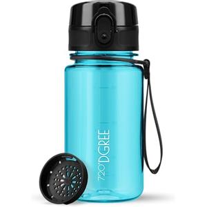 720°DGREE Borraccia Bambini 350ml "uberBottle" +Setaccio, crystalClear - Senza-BPA, Prova Perdite - Bottiglia piccola e leggera, Borracce da 3 anni per Ragazza, Ragazzi, Scuola Materna, dell'Infanzia