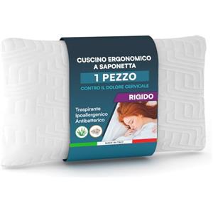 Eurocali Cuscino Memory Foam Ergonomico e Ipoallergenico Guanciale Letto Made in Italy Supporto Cervicale Rigido e Traspirante con Fragranza Camomilla e Aloe Vera