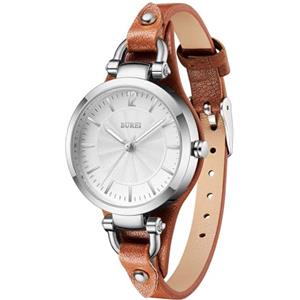 BUREI Orologio da Polso Analogico da Donna, Classico, al Quarzo, Forma Ovale, con Data (argenteo)