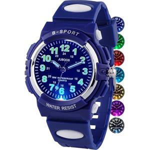Juboos Orologio Analogico Per Bambini Con 7 Luci Notturne A Colori, Impermeabile, Cinturino Morbido, Orologio A Quarzo Per Ragazzi E Ragazze 5-18 Anni