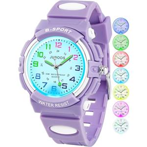 Juboos Orologio Analogico Per Bambini Con 7 Luci Notturne A Colori, Impermeabile, Cinturino Morbido, Orologio A Quarzo Per Ragazzi E Ragazze 5-18 Anni
