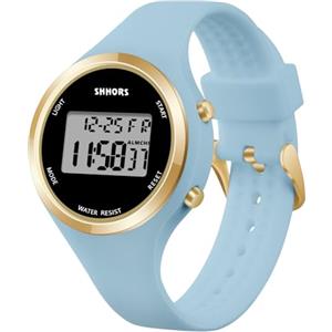 AOOSU Orologio Digitale da Donna, Orologio da Donna con Sveglia, Cinturino in Silicone, Quadrante Luminoso, Visualizzazione Della Data, Adatto per Il Tempo Libero o lo Sport (Azzurro Cielo)