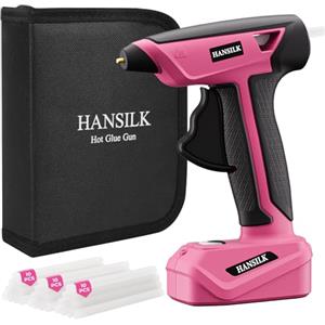 HANSILK Pistola per colla a caldo con batteria da 2000 mAh - pistola per colla a caldo senza fili con 30 bastoncini di colla di tipo C riscaldamento rapido 15s fai da te fai da te e riparazioni-Rosa