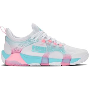 K-Swiss K-Frame Padel, Scarpe da Tennis Donna, White Soft Neon Blue Neon Bubble Gum, 41 EU