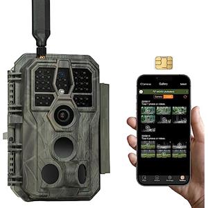 GardePro X50 Fotocamera da Caccia 4G LTE con scheda SIM e App, 64MP 1296P H.265 Vidéo, Fototrappola Infrarossi Invisibili 0,1s Tempo di Attivazione, No-Glow IR LEDs, IP66