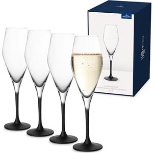 Villeroy & Boch - Manufacture Rock, set di bicchieri da spumante, 4 pezzi, 260 ml, cristallo, trasparente,nero