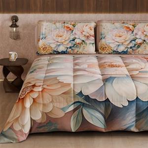 PETTI Artigiani Italiani - Trapunta Invernale, Piumone Invernale, Trapunta Matrimoniale Double Face Tinta Unita e Stampa Digitale Floreale 25 35, 100% Microfibra, Made in Italy