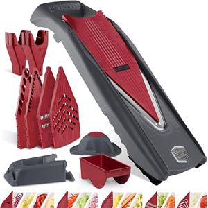 Börner Affettaverdure Vital (Profi Set) - 12 Tipi di Taglio - Affettaverdure in Acciaio Inox - Mandolina con Funzione Condimento -Per Fette, Strisce Julienne, Cubetti & Spaghetti di Verdure