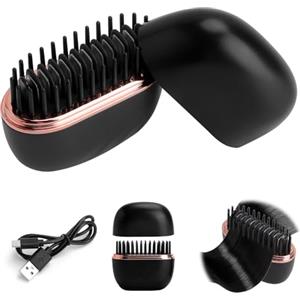 VOSSOT Piastra per Capelli Senza Fili Mini 2 in 1,Pettine Lisciante Portatile Ricaricabile con 3 Temperature Spazzola Riscaldata Antiscottatura USB per Viaggi e Styling Rapido (Nero)