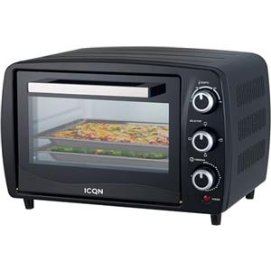 ICQN Mini forno compatto da 15 litri, 1200 W, timer da 60 minuti, 3 funzioni di cottura, 90°-230°C, piccolo forno da campeggio, antracite, 2 anni di garanzia