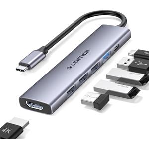 LENTION Hub USB C con HDMI 4K, PD 100W, USB C USB 3.0 & 2.0, Adattatore per MacBook Pro 2025-2016, MacBook Air 2025-2018, iPad Pro Air, iPhone 17 Plus Pro Max, Surface Pro (CH17, Grigio)
