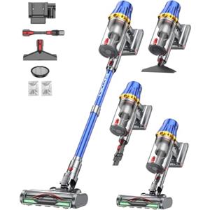Huhuba H9 Aspirapolvere Senza Fili Potente 58000Pa/650W/80Min, Scopa Elettrica Senza Filo con Display Touch LED, Autoportante Anti-Groviglio per Peli Animali, Moquette e Pavimenti Duri, Blu