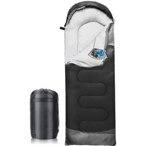 Coyonce Sacco a Pelo, Sacco Pelo Rettangolare Ultraleggero 3-4 Stagioni Impermeabile e Antivento, Sacci a Letto Campeggio per uso Interno ed Esterno,Sacci Letto Compatto per Adulti e Bambini,Nero