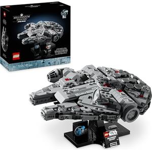 LEGO Star Wars 75375 Millennium Falcon - Set da Costruire con Astronave da Collezione per Adulti - Include Espositore e Targhetta - Decorazione da Scrivania - Regalo per i Fan di Una Nuova Speranza