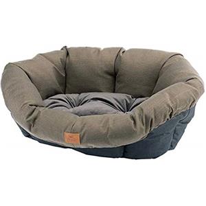 Ferplast Cuccia Gatto Interno, Lettino Divano per Cani, Cesta Gatto in Plastica Antiscivolo con imbottitura Lavabile, 52 x 39 x h 21 cm, Marrone